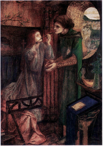 Clerk Saunders, painted by Elizabeth Siddal in 1857